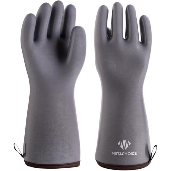 XXL Pitmaster Gloves - Liquid Silicone BBQ Gloves Heat Resistant 662F, Waterproof Smoker Oven Mitts for Cooking & Grilling, 13.8" Extra Long for Big Hands (Grey)