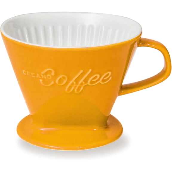 XXL Porcelain Coffee Dripper Saffron - Ceramic Cone Brewer - Pour Over Coffee Maker - Filter Size 4 - huge and heavy quality 800gr/28oz - 6 Colours availeble
