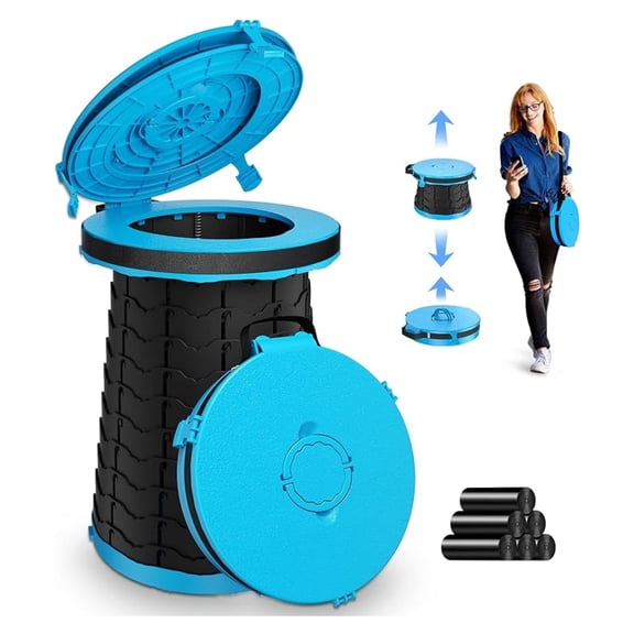 XXL Portable Camping Toilet - 19.7" Adjustable Folding Toilet, Heavy Duty Luggable Loo with Seat, Bag & Strap for Outdoors, Hiking, Travel, Emergency