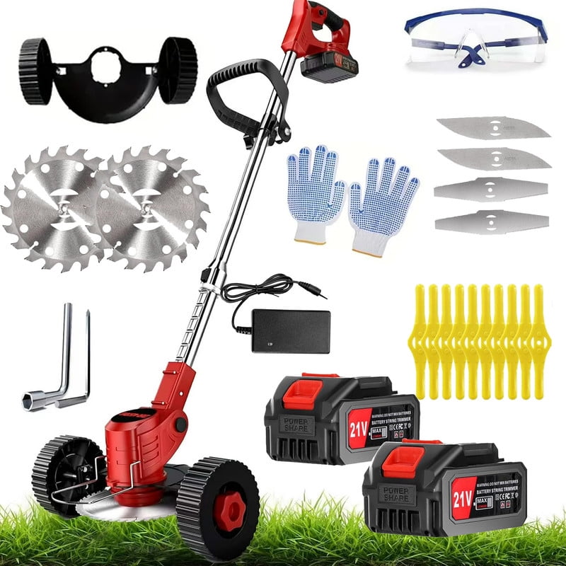 XXLYY Electric Weed Wacker, 3 in 1 Cordless Grass Trimmer with 2 X 21V 2000mAh Batteries, Lightweight String Trimmer for Garden and Yard Lawn