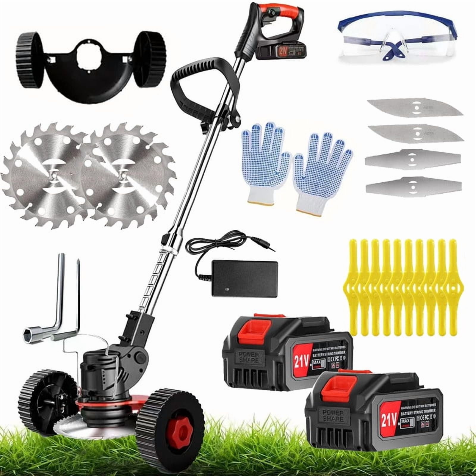 XXLYY Electric Weed Wacker, 3 in 1 Cordless Grass Trimmer with 2 X 21V 2000mAh Batteries, Lightweight String Trimmer for Garden and Yard Lawn