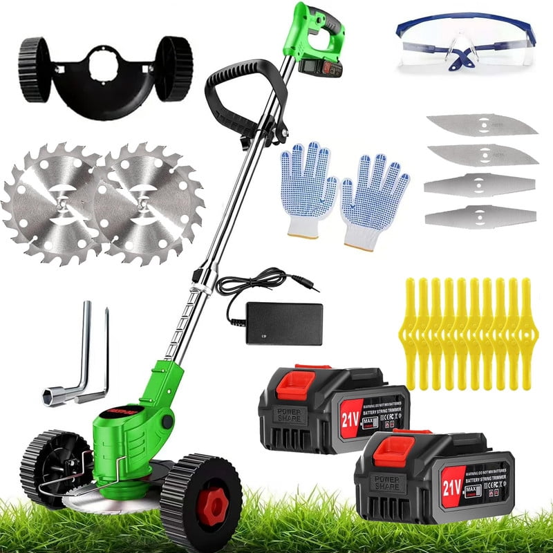 XXLYY Electric Weed Wacker, 3 in 1 Cordless Grass Trimmer with 2 X 21V 2000mAh Batteries, Lightweight String Trimmer for Garden and Yard Lawn