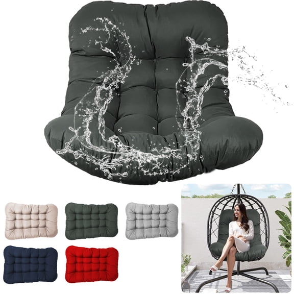 XXLYY Outdoor Egg Chair Cushion Replacement, 7.9”Thick Waterproof Hanging Chair Cushion with Ties for Patio & Porch