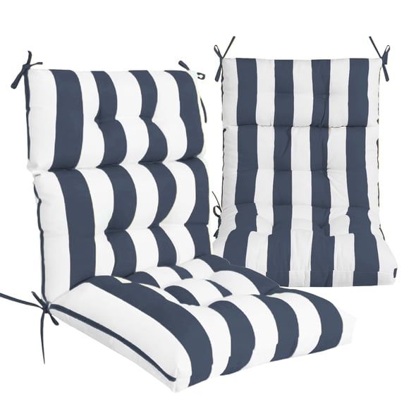 XXLYY Outdoor High Back Chair Cushions 2-Pack, 44”x22”x4” Waterproof Fade-Resistant Cushions with Ties for Adirondack & Rocking Chairs