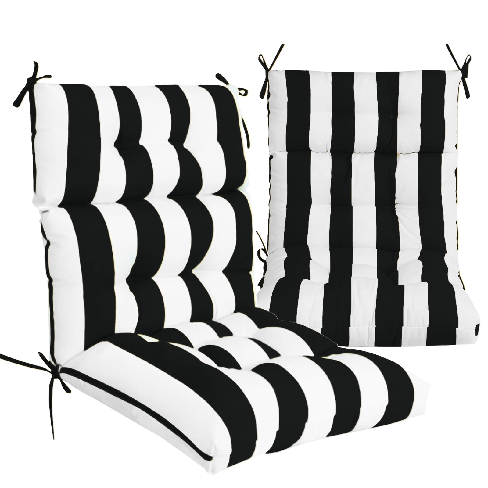 XXLYY Outdoor High Back Chair Cushions 2-Pack, 44”x22”x4” Waterproof Fade-Resistant Cushions with Ties for Adirondack & Rocking Chairs