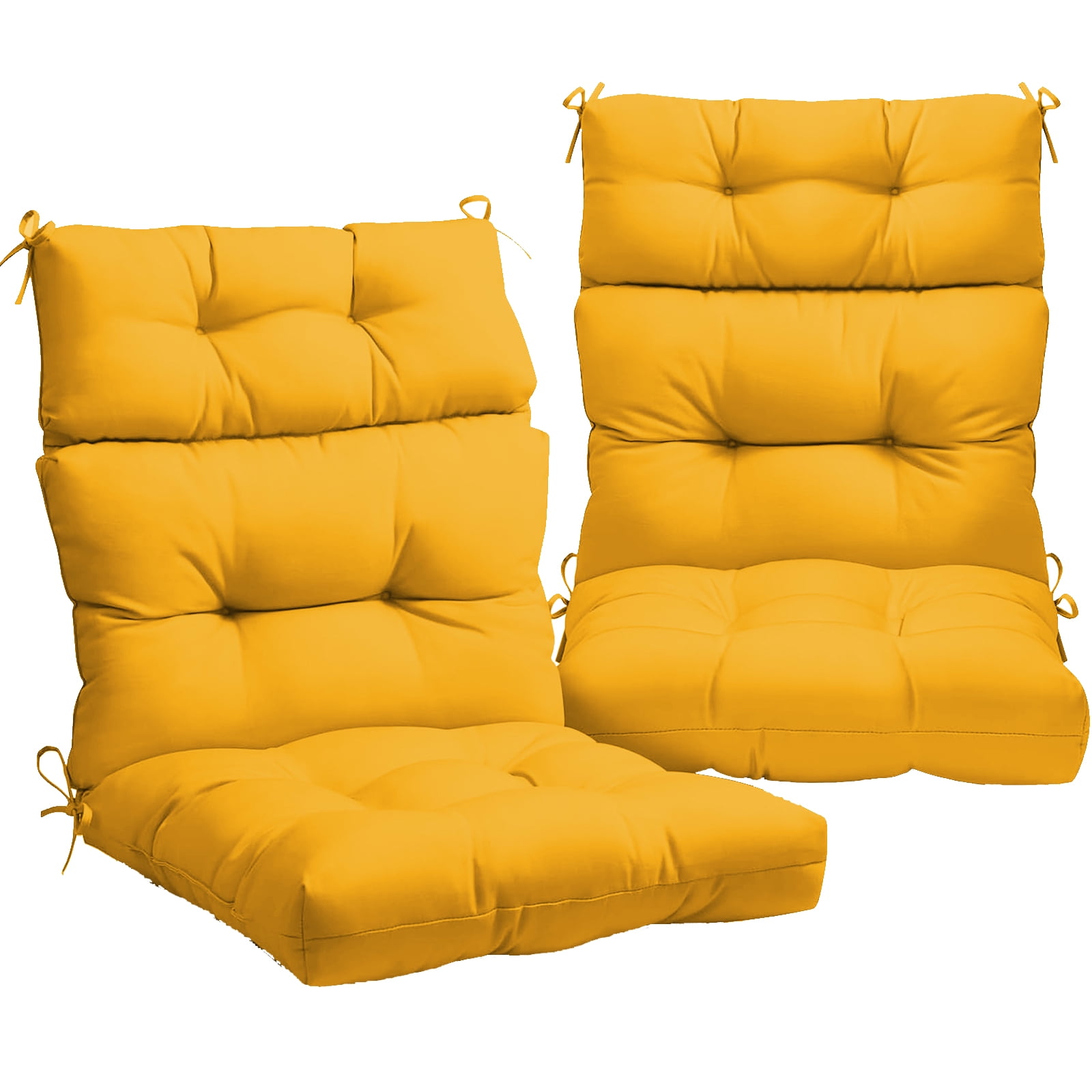 XXLYY Outdoor High Back Chair Cushions 2-Pack, 44”x22”x4” Waterproof Fade-Resistant Cushions with Ties for Adirondack & Rocking Chairs