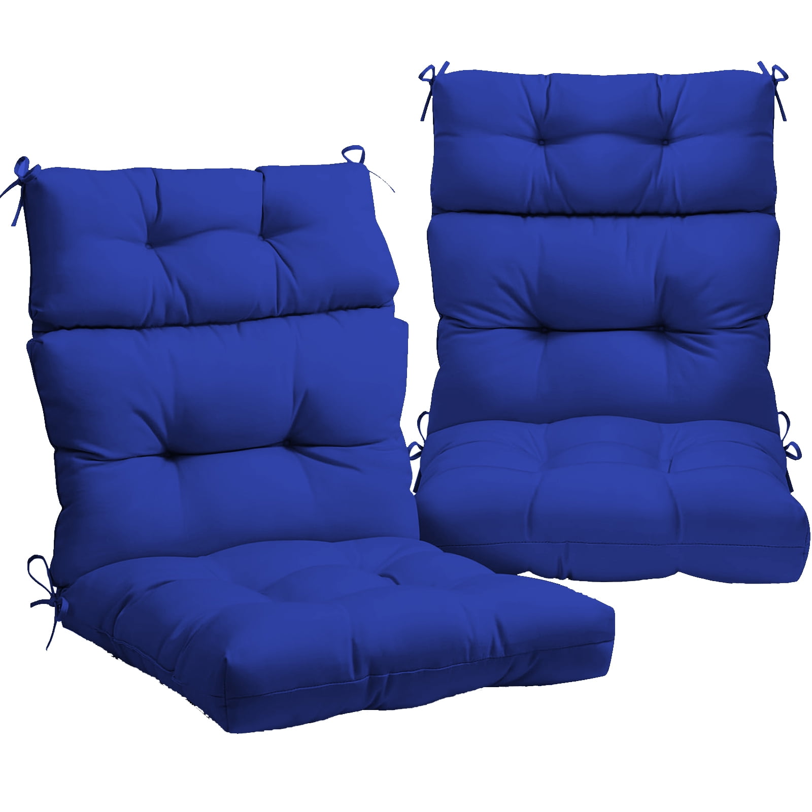 XXLYY Outdoor High Back Chair Cushions 2-Pack, 44”x22”x4” Waterproof Fade-Resistant Cushions with Ties for Adirondack & Rocking Chairs