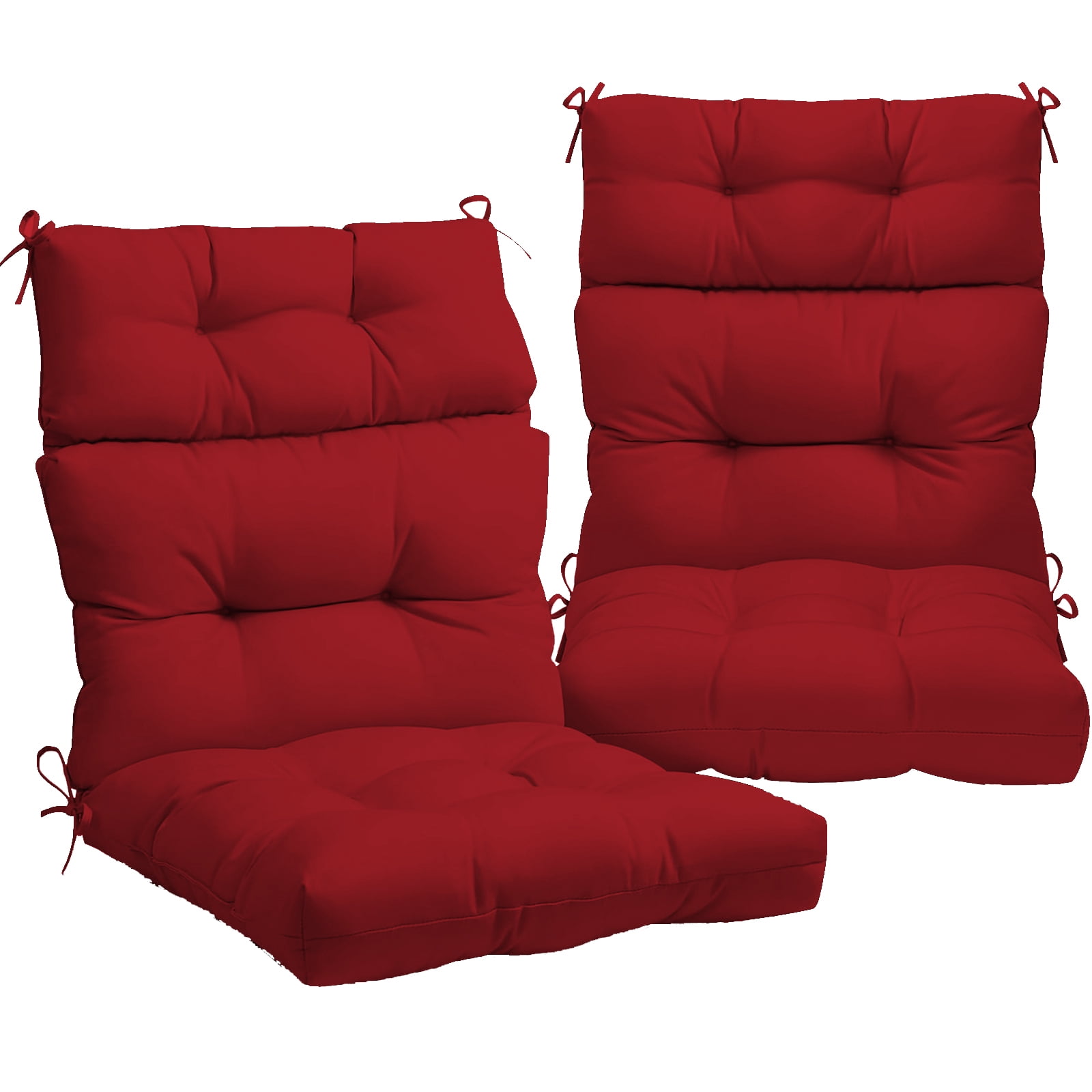 XXLYY Outdoor High Back Chair Cushions 2-Pack, 44”x22”x4” Waterproof Fade-Resistant Cushions with Ties for Adirondack & Rocking Chairs