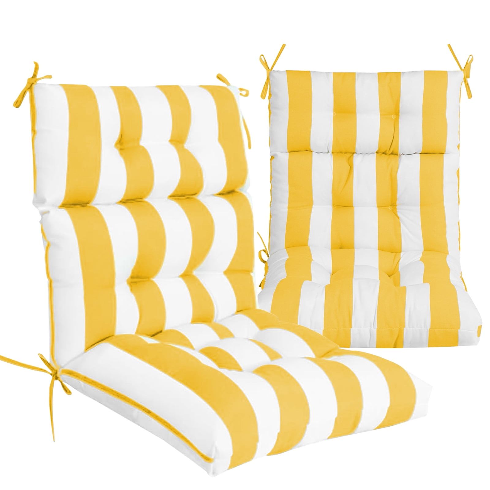 XXLYY Outdoor High Back Chair Cushions 2-Pack, 44”x22”x4” Waterproof Fade-Resistant Cushions with Ties for Adirondack & Rocking Chairs