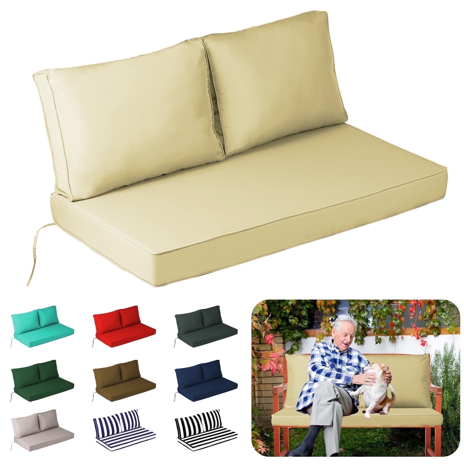 XXLYY Outdoor Loveseat Cushions, 48" x 24", Waterproof Fade Resistant Seat and Backrest Cushion Set for Patio Furniture