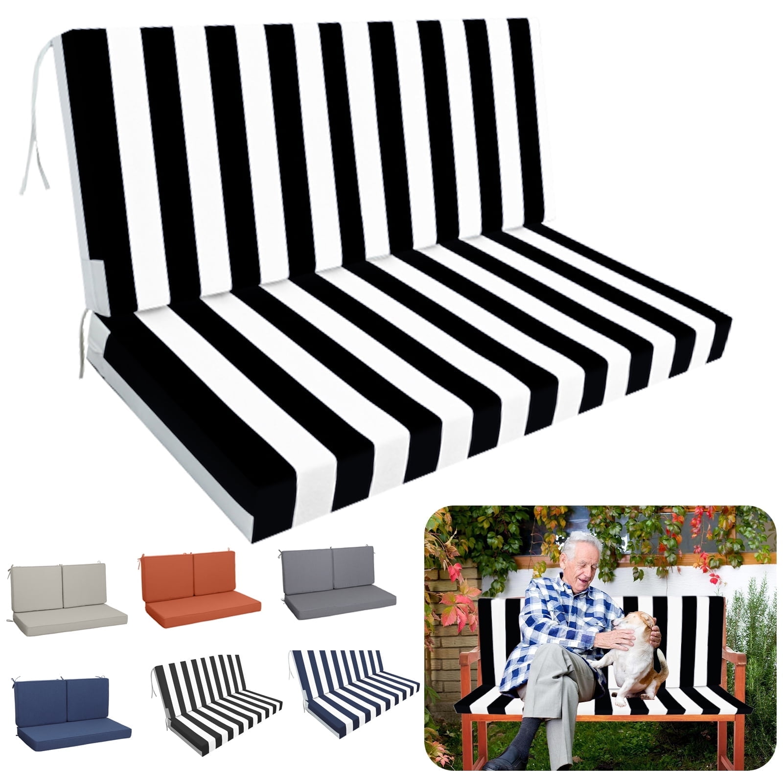 XXLYY Outdoor Loveseat Cushions, 48" x 24", Waterproof Fade Resistant Seat and Backrest Cushion Set for Patio Furniture