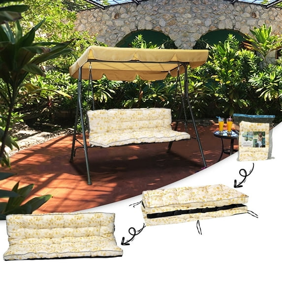 XXLYY Outdoor Swing Cushions, Swing Cushions 3 Seater Replacement with Backrest, Waterproof Thicken 4" Bench Cushion with Ties for Patio Porch Lawn and Garden
