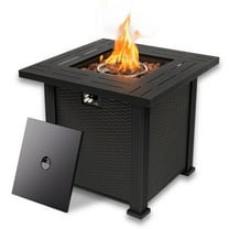 XXLYY Outdoor square Propane Fire Pit Table, 28-nch Patio Table with 50,000 BTU Burner, Decorative Volcanic Stones & Protective Cover for Outside Patio Deck Garden Backyard