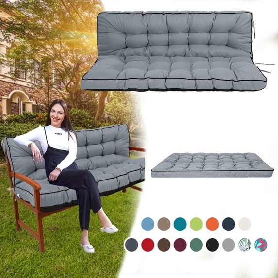 XXLYY Porch Swing Cushions, Waterproof Swing Replacement Cushions with Backrest and Ties, Garden Bench Seat Cushion, Outdoor Porch Patio Swing Non-Slip Chairs Pad
