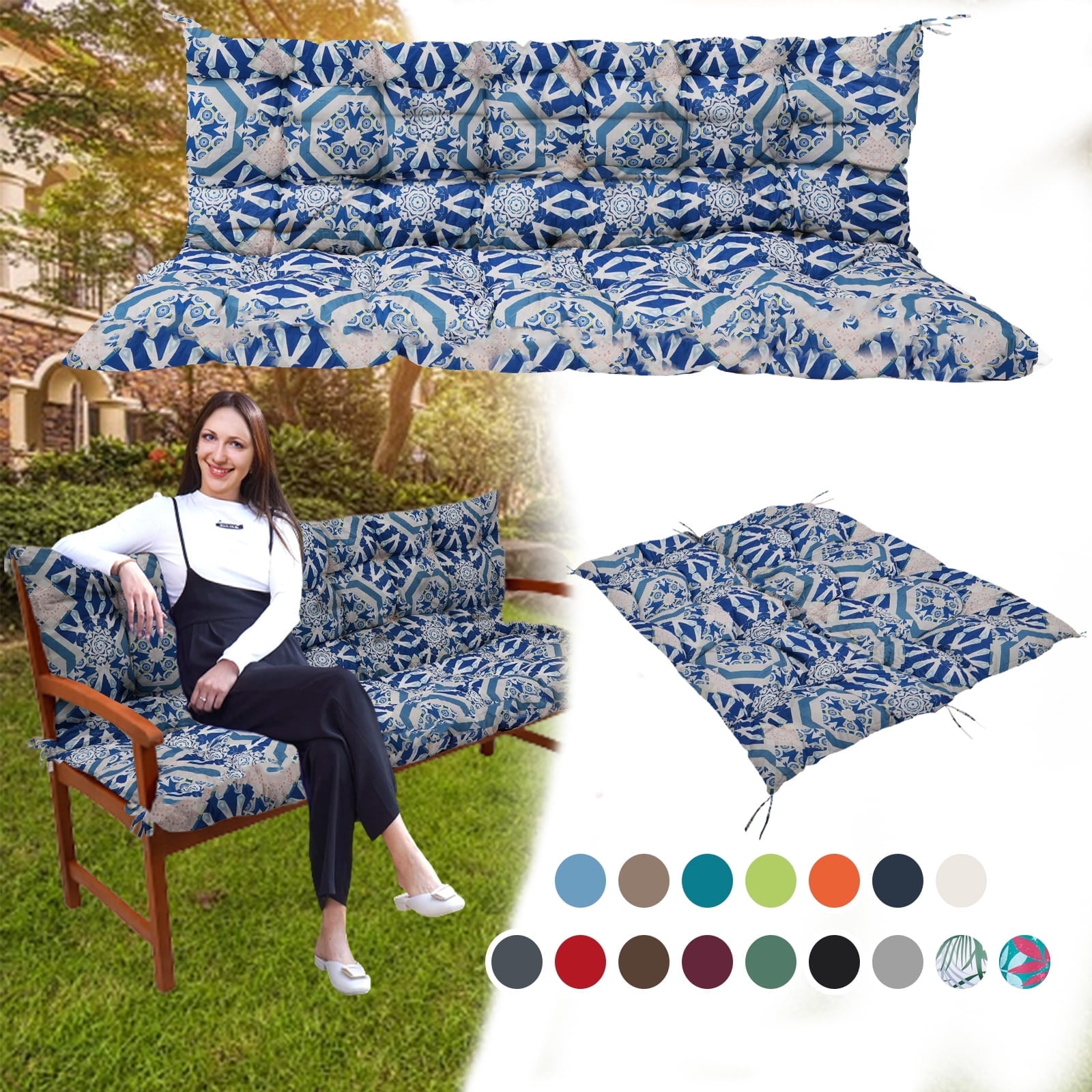 XXLYY Porch Swing Cushions, Waterproof Swing Replacement Cushions with Backrest and Ties, Garden Bench Seat Cushion, Outdoor Porch Patio Swing Non-Slip Chairs Pad