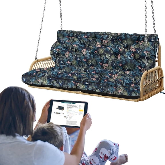 XXLYY Three Seat Swing Replacement Cushions, Porch Swing Cushions, Thickened Waterproof Polyester Fabric Bench Cushion with Ties, Replacement Cushion for Outdoor Patio Swing