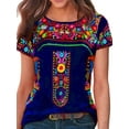 thumbnail image 1 of XXLvision Women Fashion Floral Print Round Neck Short Sleeve Tunic Tops, 1 of 3
