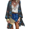 thumbnail image 1 of XXLvision Women Floral Bohemian Kimono Cardigan Open Front Hawaiian Holiday Coat Tops, 1 of 2