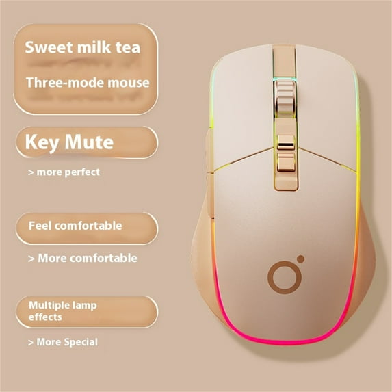 XXPLKPFA G308 Wired Wireless Bluetooth Triple Mode Mecha Wireless Gaming Mouse ,Rechargeable and silent computer office, 4000 dpi, 2.4G Wireless& Bluetooth&Wired, RGB Lighting