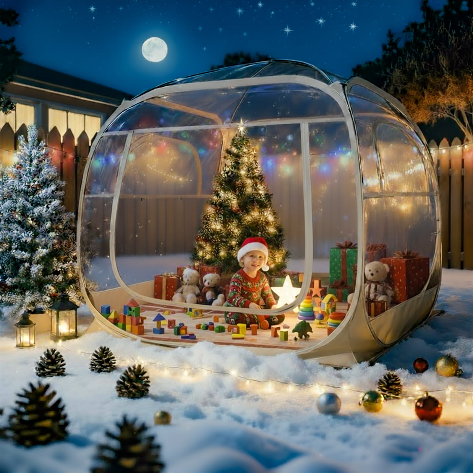 TABU Pop Up Bubble Tent, Sports Tent for 4-5 People, Portable Weatherproof Clear Tent, 6 x 6 ft