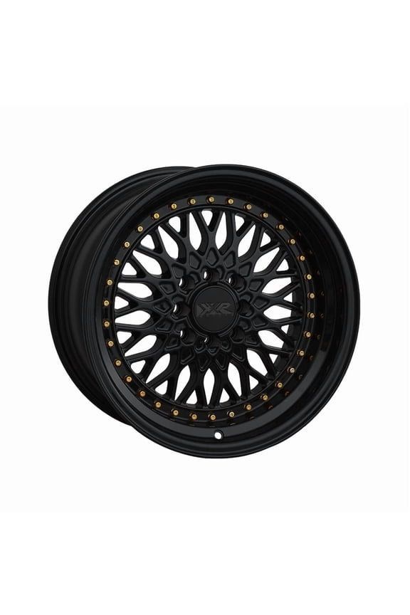 536 15x8 4x100/4x114.3 0et Black / Gold Rivets Wheel