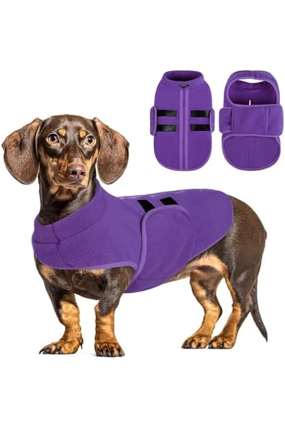 XXS Dog Sweaters, Soft Fleece Vest Pullover Dog Jacket with Leash Hole, Warm Winter Dog Clothes Cold Weather Doggy Dachshund Sweater for Small Dogs Cats Boy or Girl (Lavender, XXS)
