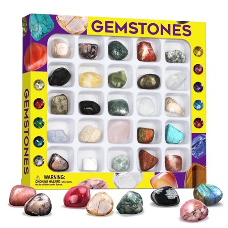 Piano Potato 25PCS Rocks Collection Kit, Rock and Mineral Geology Gem Set for Kids, Science Education Toys, Birthday Gift for Age 6+ Boys and Girls