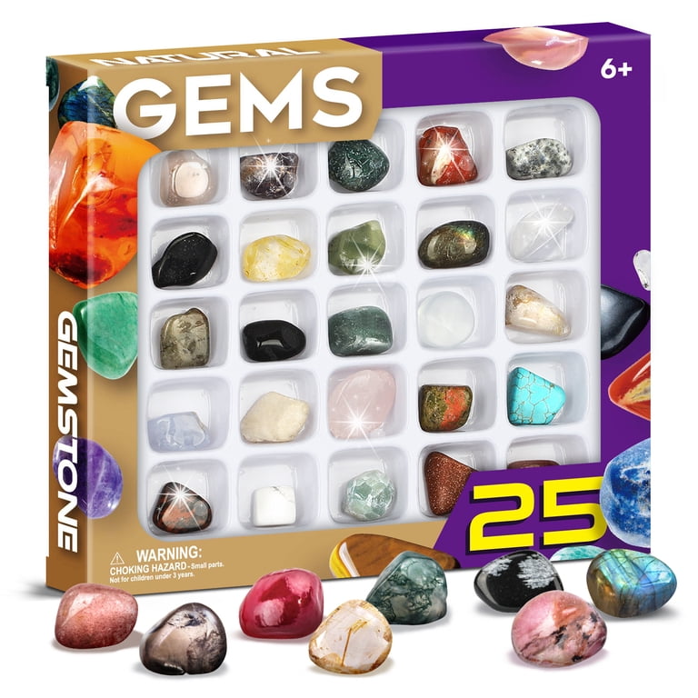XXTOYS Rocks Collection, 25PCS Rock and Mineral Set for Kids