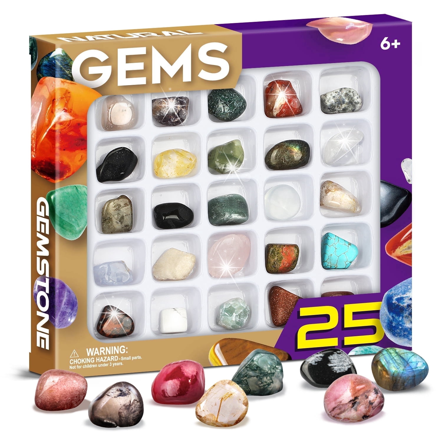 XXTOYS Rocks Collection, 25PCS Rock and Mineral Set for Kids