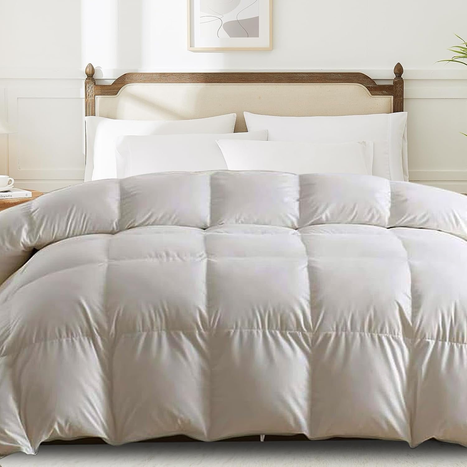 XXTS Queen Goose Down Comforter, 64oz Fill, All Season, White