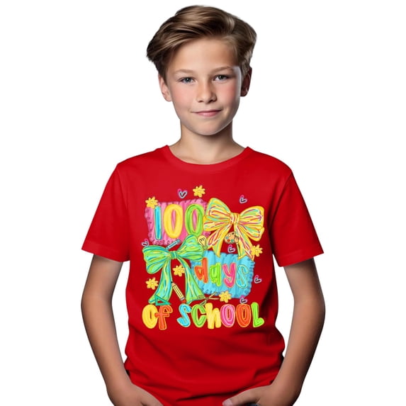 XXWXYD 100 Days of School Shirt Kids Toddler Boys Girls 100th Day of School Costume T-Shirt Short Sleeve Tops Graphic Tee Kids Toddler Girls Summer T-Shirt 2-13 Years