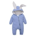 thumbnail image 1 of XXWXYD 2025 New Baby Boys Girls Solid Zipper Hooded Rabbit Ear Jumpsuit Romper Clothes for Classic Casual Lightweight Clothes(3-6 Months,Light blue), 1 of 3