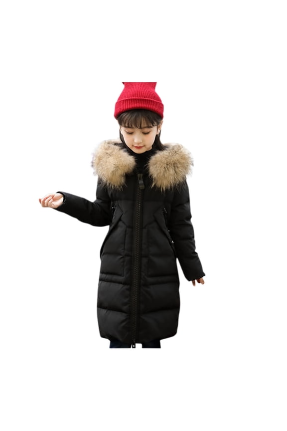 4-12 Years Kids Girls Winter Warm Jacket Coat Windbreaker with Soft Fu𝗋, Parka Puffer Coat Fashion Style Lightweight Waterproof Thermal Insulated Outerwear