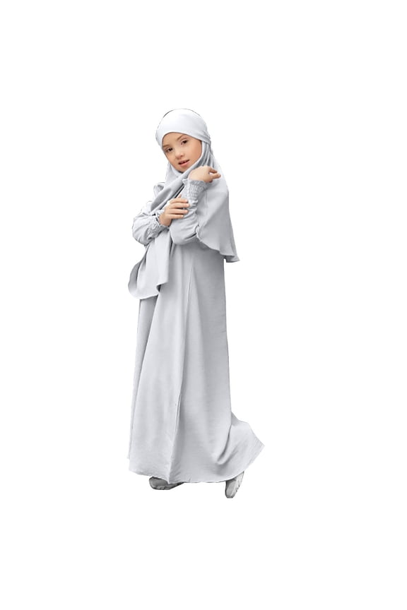 Abaya for Girls, Musli𝗆 Long Sleeve Prayer Dress Ramadan Kaftan with Hijab 𝖨slamic Eid Robe, Modest Arabic Clothing Comfy Fashion