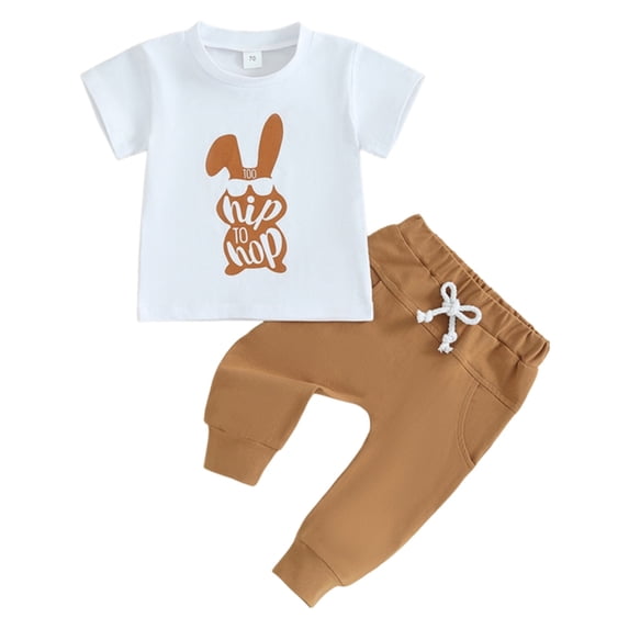 XXWXYD Baby Boy Easter Outfit Bunny Short Sleeve T Shirt Top Pants Set Baby Toddler Summer Clothes Wear Apparel Playsuit Jumper Overalls