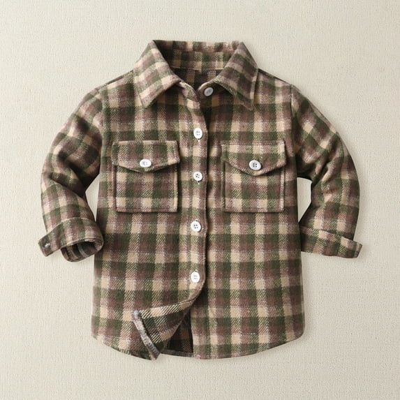 XXWXYD Baby Boys Flannel Plaid Coat Jacket, Collar Button Down Pocket Outerwear, Toddler Casual Warm Fall Winter Top