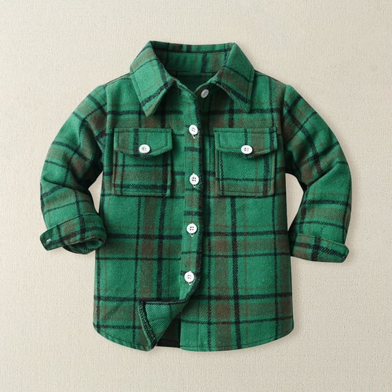 XXWXYD Baby Boys Flannel Plaid Coat Jacket, Collar Button Down Pocket Outerwear, Toddler Casual Warm Fall Winter Top