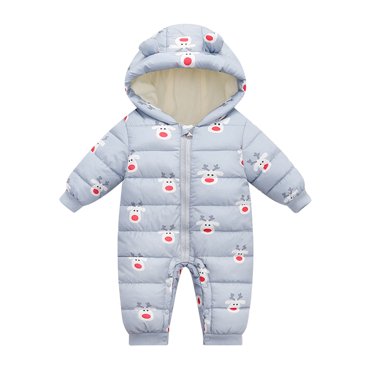 Baby Winter Snowsuit Waterproof Down Coat Insulated Puffy Suit Warm Hooded Jumpsuit Romper For Infant Girls Boys Thickened Down Jacket (Black, 6-12