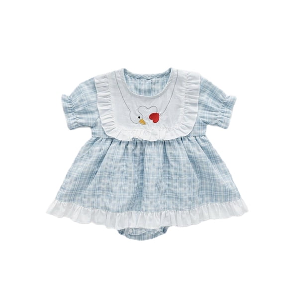 XXWXYD Baby Girl Spring Romper Plaid Dress Rufle Playsuit Smoc𝗄ed Heart Print Bodysuit Summer Tutu Outfit 6-24 Months