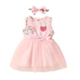 thumbnail image 1 of XXWXYD Baby Girls Easter Sleeveless Skirt Bunny Egg Prints Cartoon Patchwork Tulle Dress Headband Spring Holiday Outfit Party Clothing Apparel Jumper, 1 of 6