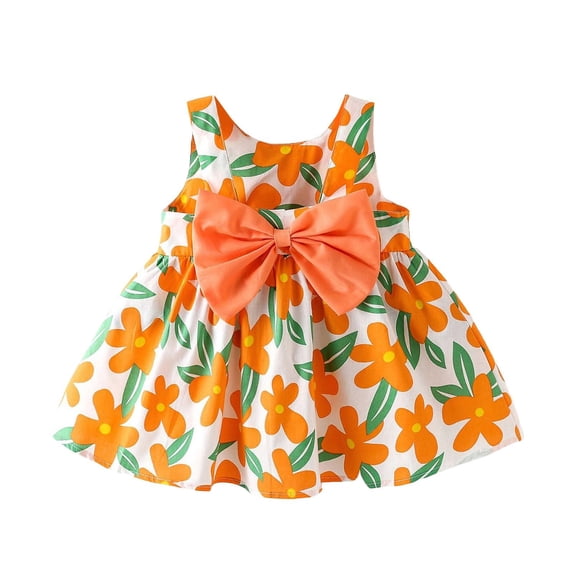 XXWXYD Baby Girls Flower Summer Casual Toddler Toddler Sleeveless Sundress Bow Backless Tutu Par𝗍y Beach Dresses Outfit Princess Holiday Clothes