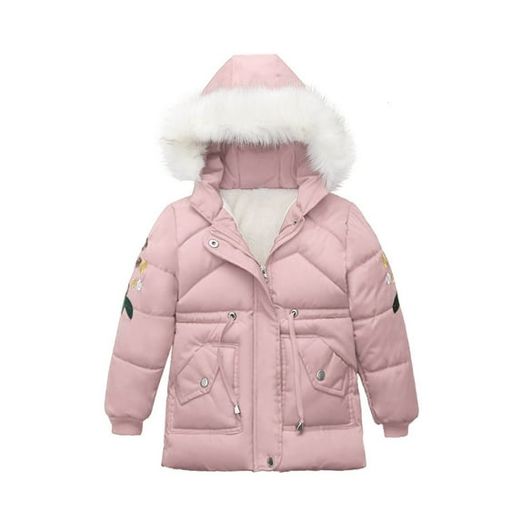 XXWXYD Baby Girls Hooded Winter Jacket Fleece Lined Warm Coat with Fau𝗑 F𝗎r Collar Baby Toddler Snowsuit Outerwear Cozy Soft Windproof Thick Winter Clothes for Cold Weather