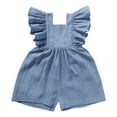 thumbnail image 1 of XXWXYD Baby Girls Ruffle Sleeveless Romper Summer Cotton Linen Jumpsuit One Piece Breathable Playwear Beach Casual Toddler Daily Wear Lightweight Comfortable Outfit, 1 of 8