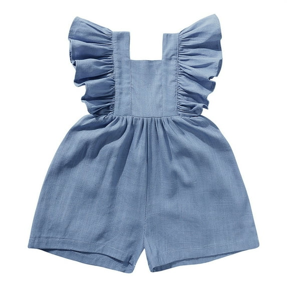 XXWXYD Baby Girls Ruffle Sleeveless Romper Summer Cotton Linen Jumpsuit One Piece Breathable Playwear Beach Casual Toddler Daily Wear Lightweight Comfortable Outfit