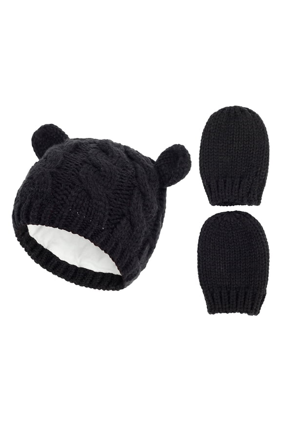 Baby Hat Glove Set Soft Baby Mittens Cap Baby Winter Beanie Mitten Sets Boys Girls Knitted Toddler Warm Cozy Cold Weather Outdoor