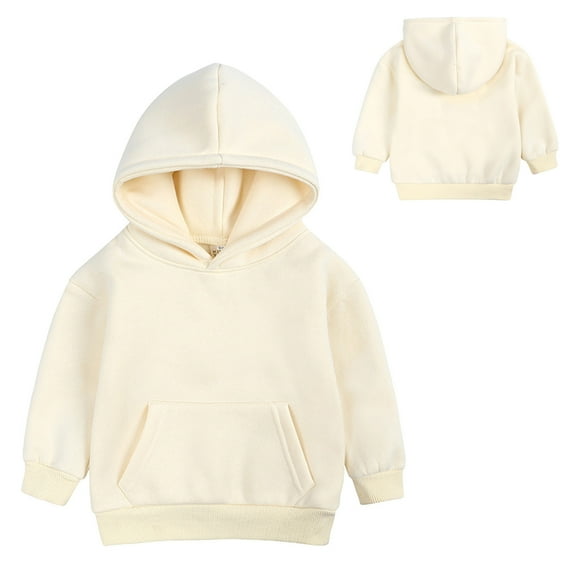 XXWXYD Baby Hooded Sweatshirt with 𝖪angaroo Pocket, Solid Color Pullover Top Hoodie for Toddler Boys Girls, Soft Fle𝖾ce Fall Winter Clothes Long Sleeve