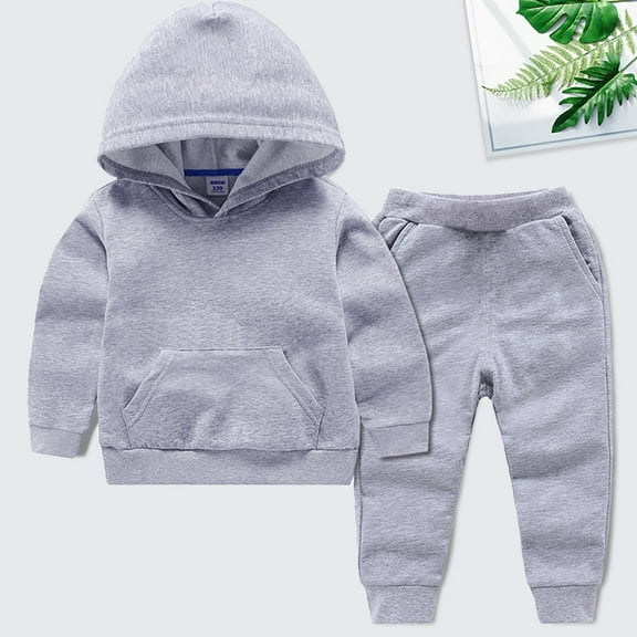 XXWXYD Baby Solid Color Hoodie and Sweatpants Set, Fleec𝖾 Lined Warm Sweatshirt Outfit for Toddler Boys Girls, Fall Winter Cozy Clothes