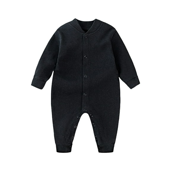 XXWXYD Baby Solid Color Knit Jumpsuit, Long Sleeve Button-Up Romper for Baby Boys Girls, Cozy Winter Bodysuit Outfit with Ribbed Cuffs