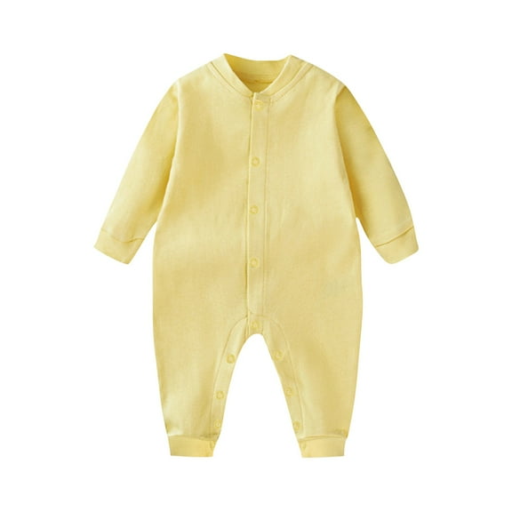 XXWXYD Baby Solid Color Knit Jumpsuit, Long Sleeve Button-Up Romper for Baby Boys Girls, Cozy Winter Bodysuit Outfit with Ribbed Cuffs