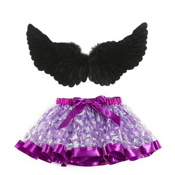 XXWXYD Baby Toddler Girls Halloween Christmas Angel Dress Tutu Skirt and Wing 2pc Set 𝖯ar𝗍y 𝖢osplay Accessories Dress Up Outfit